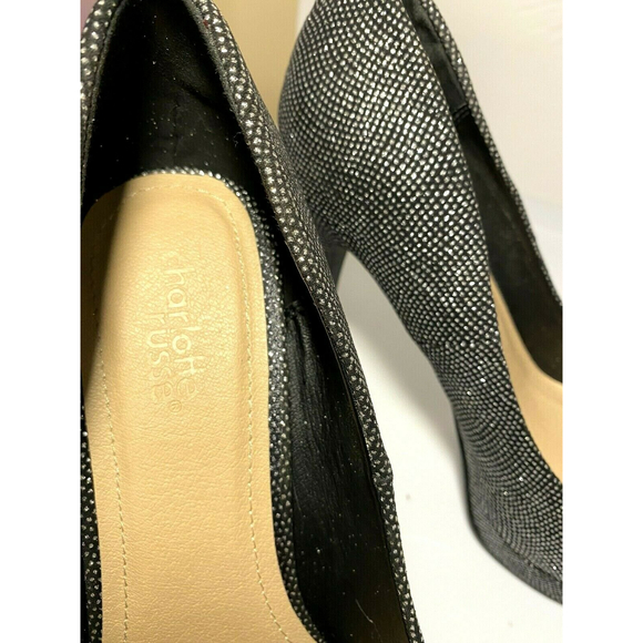 Charlotte Russe Black Glimmer Heels Sz 9 Womens Party Platform 4.5” Heels - Picture 6 of 9